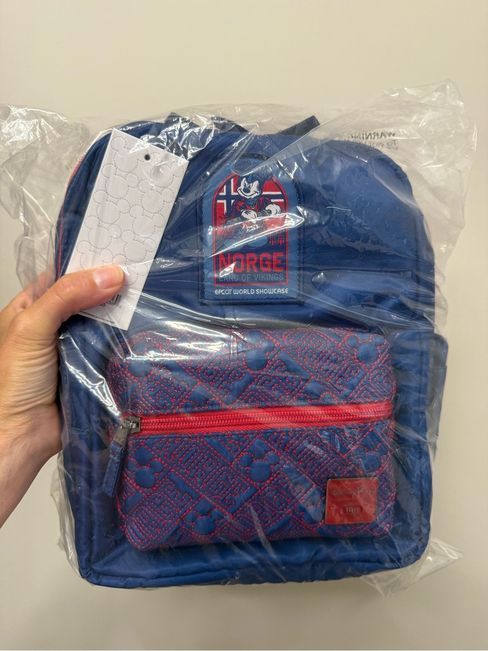 Disney Norway Blue Mini lug Backpack with Red Accent